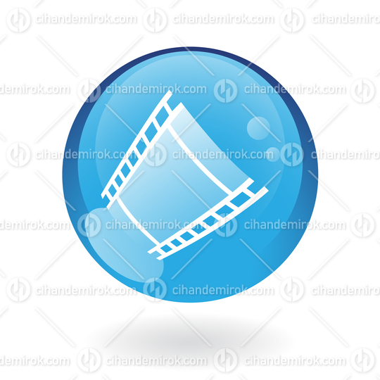 Simplistic Film Reel Symbol on a Blue Sphere