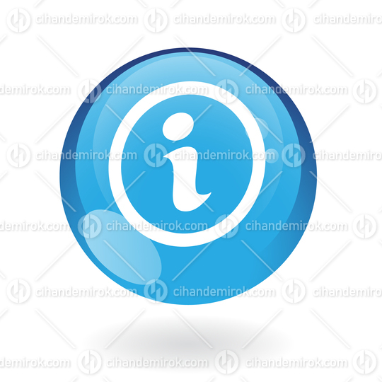 Simplistic Info Symbol on a Glossy Blue Sphere