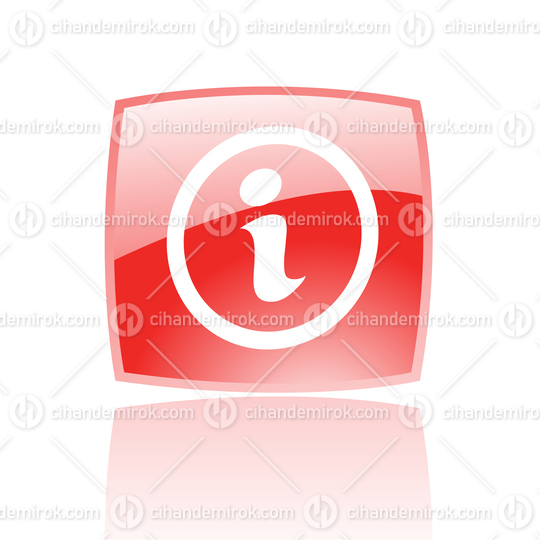 Simplistic Info Symbol on a Glossy Red Square