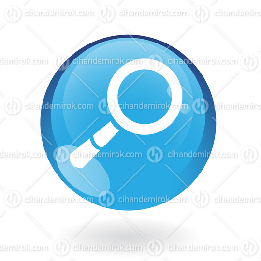 Simplistic Magnifier Symbol on a Blue Sphere