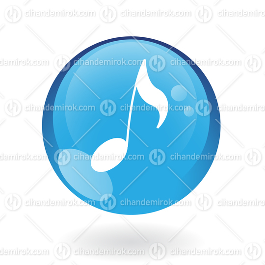 Simplistic Musical Note Symbol on a Blue Sphere