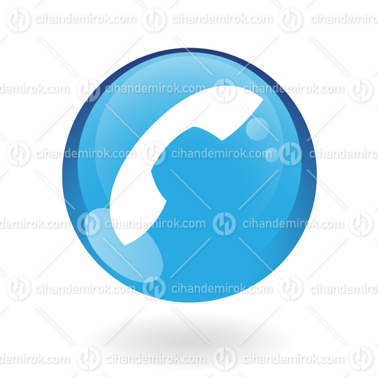 Simplistic Phone Symbol on a Blue Sphere