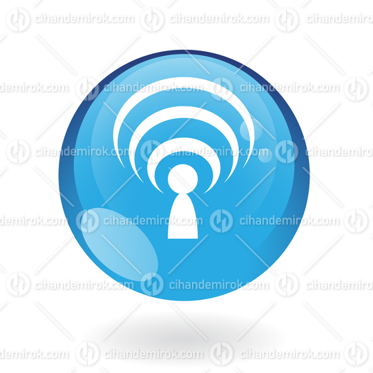 Simplistic Podcast Symbol on a Blue Sphere