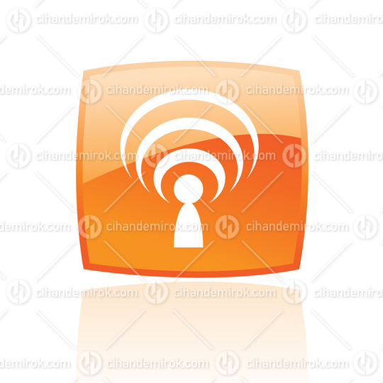 Simplistic Podcast Symbol on a Glossy Orange Square