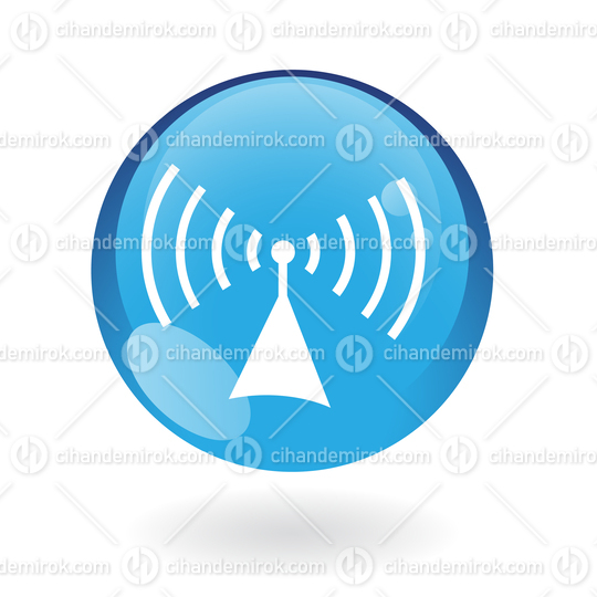 Simplistic Radio Symbol on a Blue Sphere