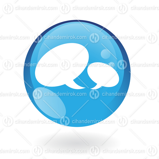 Simplistic Speech Bubbles Symbol on a Blue Sphere