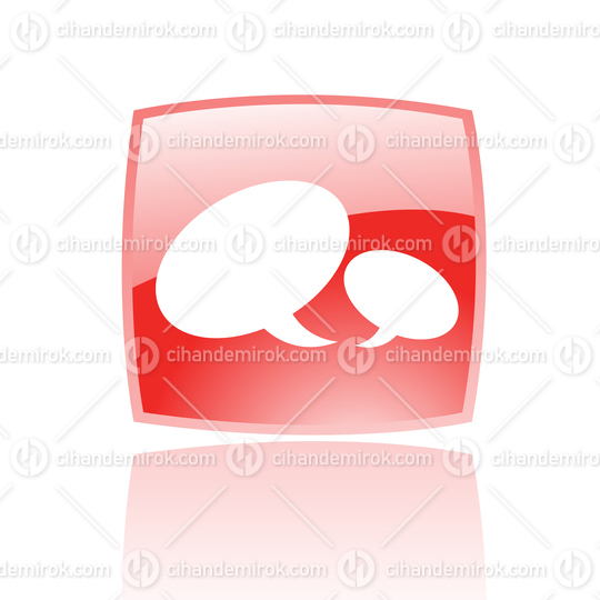 Simplistic Speech Bubbles Symbol on a Red Glossy Square