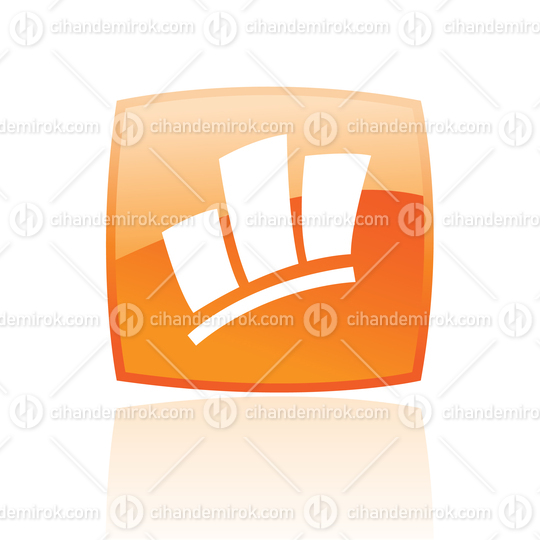 Simplistic Stats Symbol on a Glossy Orange Square