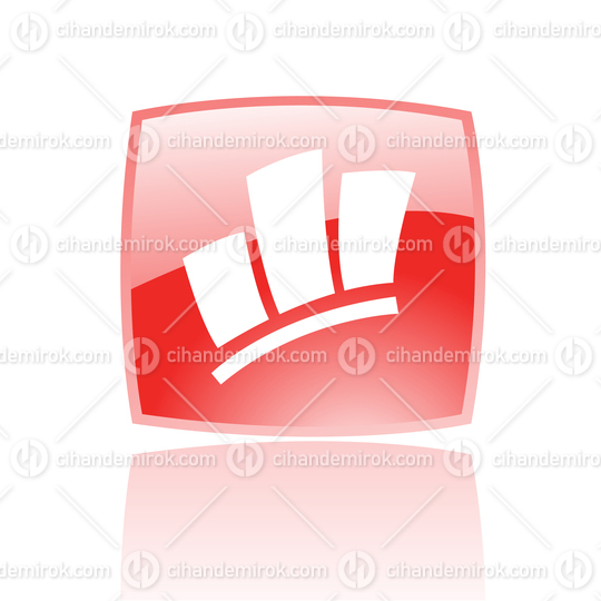 Simplistic Stats Symbol on a Red Glossy Square
