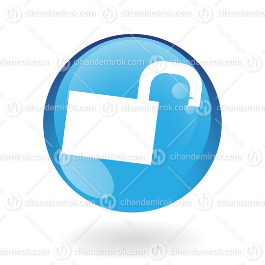 Simplistic Unlocked Padlock Symbol on a Blue Sphere