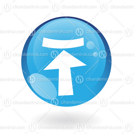 Simplistic Upload Symbol on a Blue Sphere