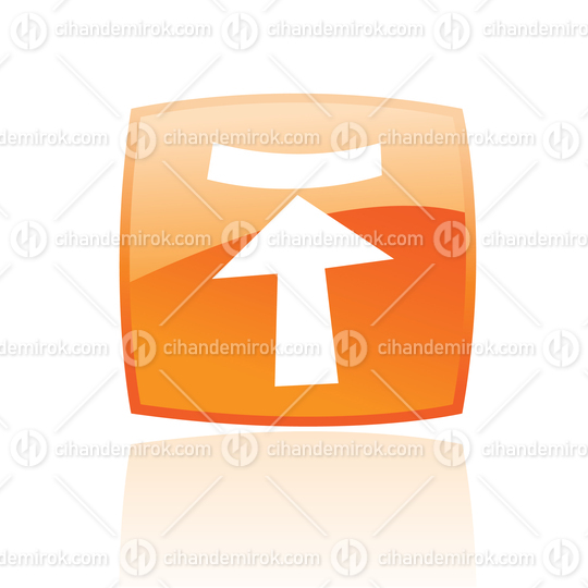 Simplistic Upload Symbol on a Glossy Orange Square