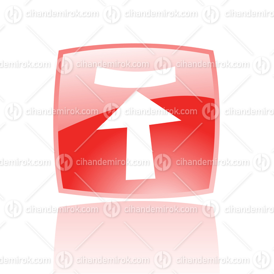 Simplistic Upload Symbol on a Red Glossy Square