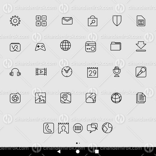 Smartphone App Icons in Simplistic Line Designs