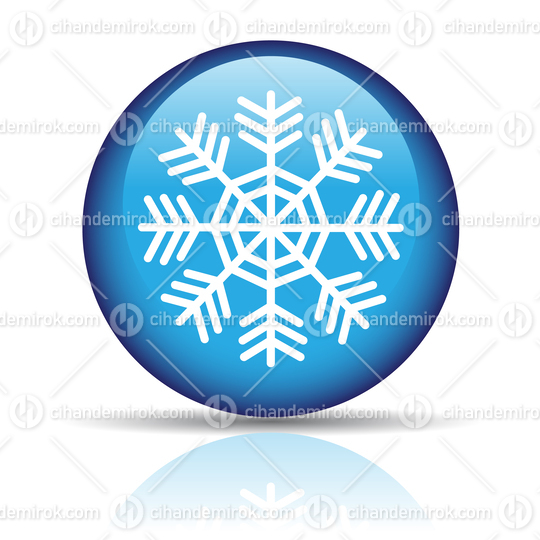 Snowflake Icon on a Glossy Blue Circle