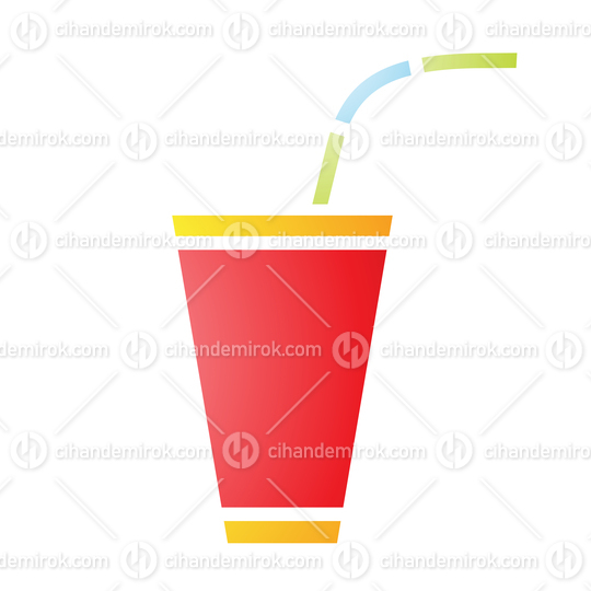 Soft Fizzy Drink Icon with a Red and Yellow Cup