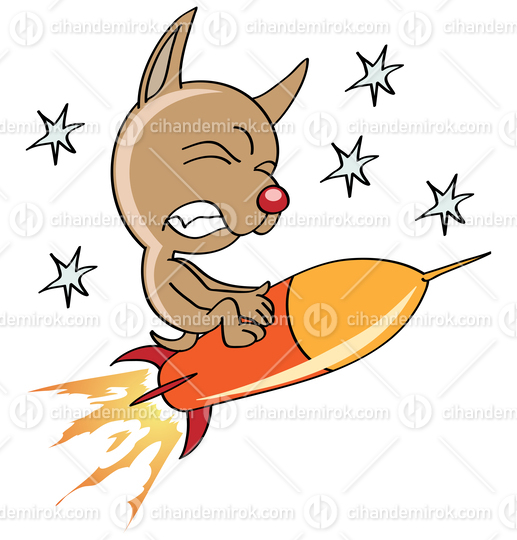 Space Dog Flying on a Rocket