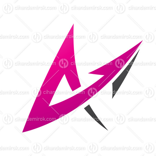 Spiky Arrow Shaped Letter A in Magenta and Black Colors