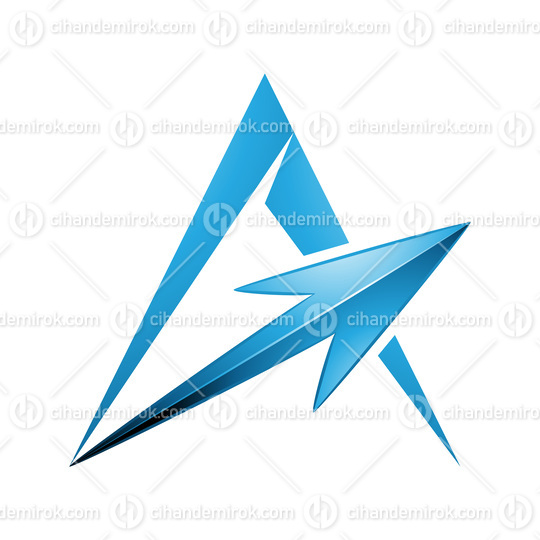 Spiky Triangular Letter A with a Blue Arrow