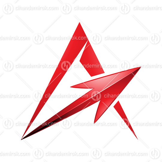 Spiky Triangular Letter A with a Red Arrow
