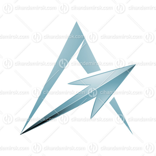 Spiky Triangular Letter A with a Silver Arrow