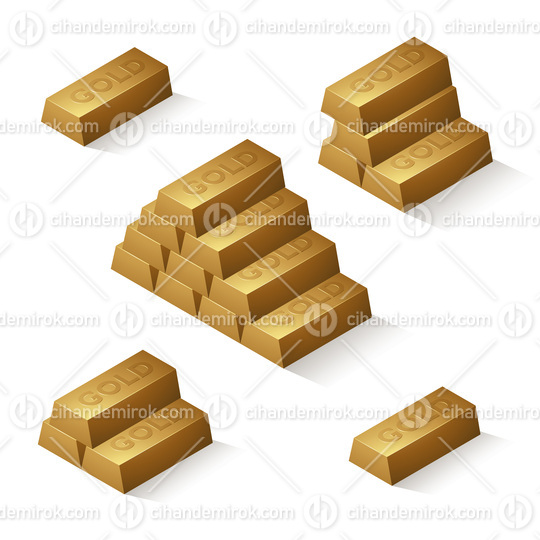 Stacks of Gold Bars with Embossed Text