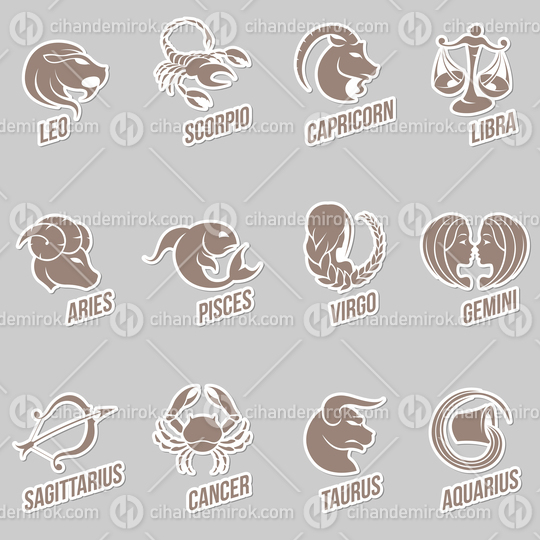 Stickers of Brown Zodiac Star Signs