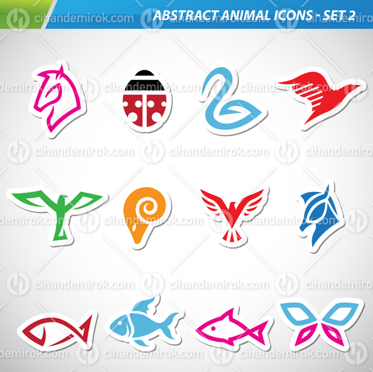 Stickers of Colorful Minimalist Animal Icons