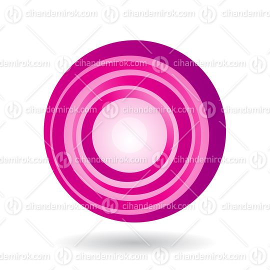 Striped Magenta Icon for Letter O Vector Illustration