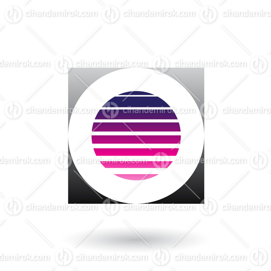 Striped Square Magenta and Black Icon for Letter O Vector Illustration