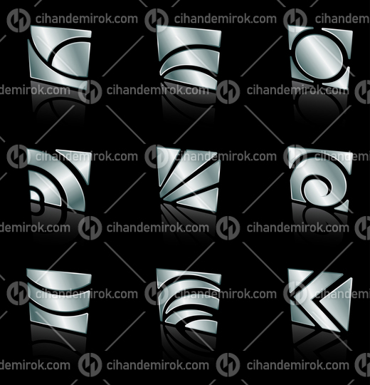 Striped Square Metallic Abstract Icons