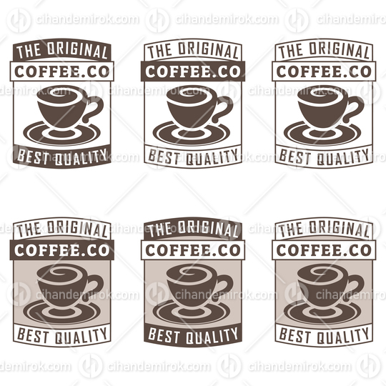 Swirly Coffee Cup Icon with Text