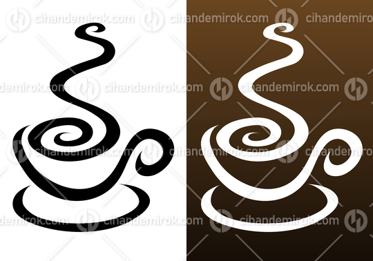 Swirly Coffee Cup Icons in 2 Colors