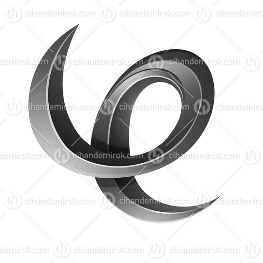 Swirly Glossy Embossed Letter E in Black