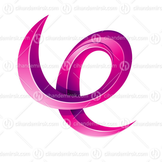 Swirly Glossy Embossed Letter E in Magenta