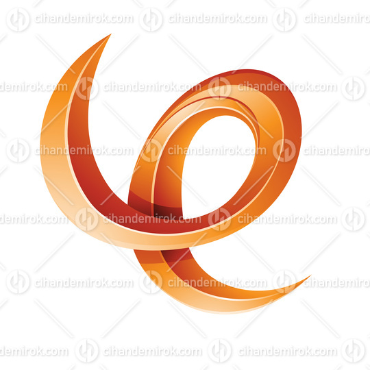 Swirly Glossy Embossed Letter E in Orange