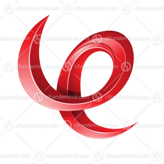 Swirly Glossy Embossed Letter E in Red