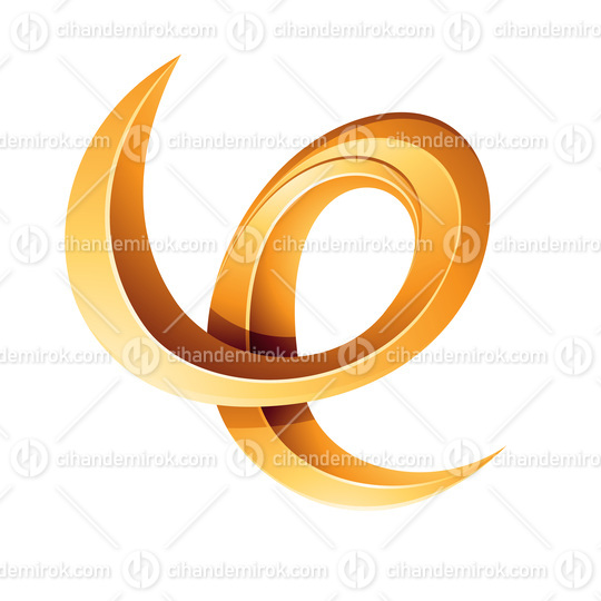 Swirly Glossy Embossed Letter E in Yellow