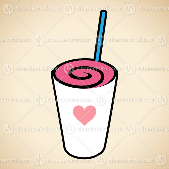 Swirly Milkshake with a Heart Icon isolated on a Beige Background