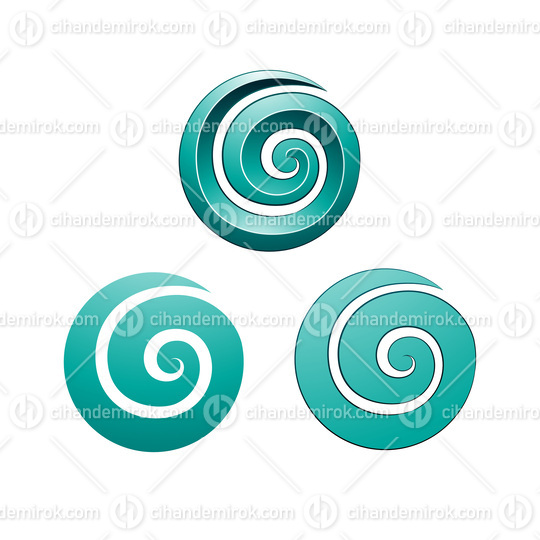 Swirly Round Persian Green Shapes