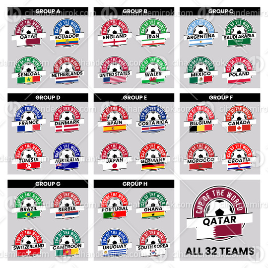 Team Badges for All Countries in Football Tournament