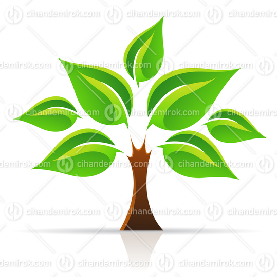 Tree of Life Icon with Big Glossy Leaves
