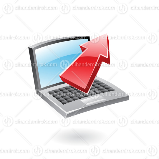 Upload Icon with a Down Pointed Arrow and a Laptop