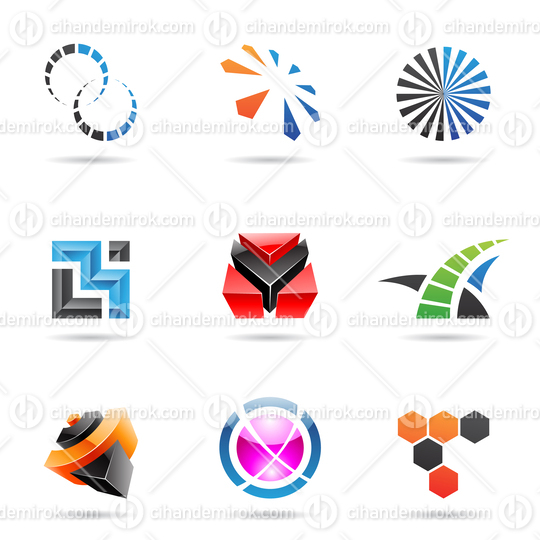 Various Abstract Colorful Geometrical Icon Set