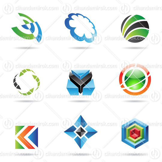 Various Abstract Geometrical Colorful Icon Set