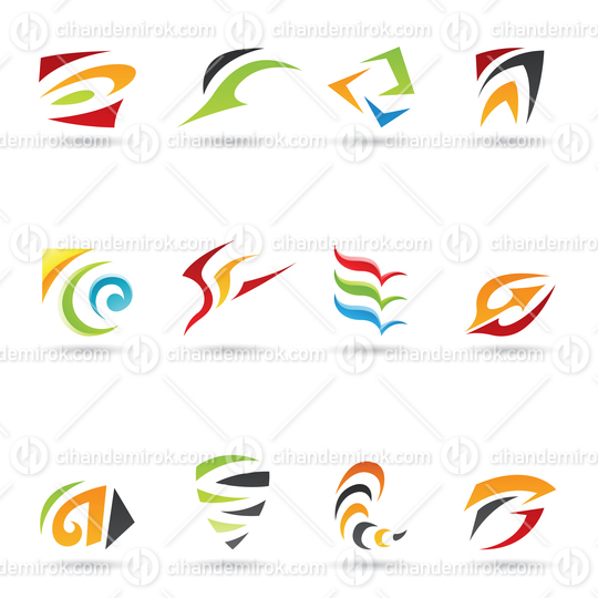 Various Abstract Striped Bird or Bee Like Shapes