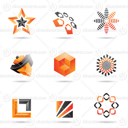 Various Black and Orange Abstract Icons