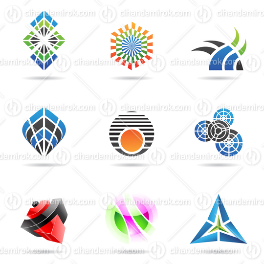Various Colorful Abstract Geometrical Icon Set