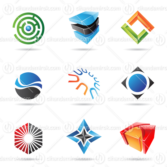 Various Geometrical Abstract Colorful Icon Set