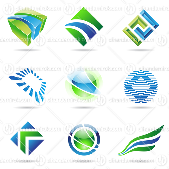 Various Green and Blue Abstract Icons